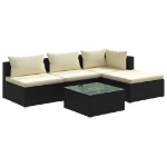 Set Divani da Giardino 5 pz con Cuscini in Polyrattan Nero