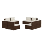 Set Divani da Giardino 8 pz con Cuscini in Polyrattan Marrone