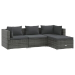 Set Divani da Giardino 4 pz con Cuscini in Polyrattan Grigio