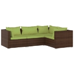 Set Divani da Giardino 4 pz con Cuscini in Polyrattan Marrone