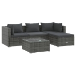 Set Divani da Giardino 5 pz con Cuscini in Polyrattan Grigio