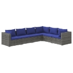 Set Divani da Giardino 6 pz con Cuscini in Polyrattan Grigio