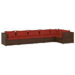 Set Divani da Giardino 6 pz con Cuscini in Polyrattan Marrone