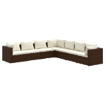 Set Divani da Giardino 7 pz con Cuscini in Polyrattan Marrone