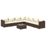 Set Divani da Giardino con Cuscini 8 pz in Polyrattan Marrone