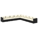 Set Salotto da Giardino 9 pz con Cuscini in Polyrattan Nero