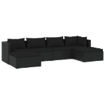 Set Salotto da Giardino 6 pz con Cuscini in Polyrattan Nero