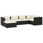 Set Divani da Giardino 6 pz con Cuscini in Polyrattan Nero