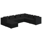 Set Divani da Giardino 7 pz con Cuscini in Polyrattan Nero