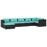 Set Divani da Giardino 7 pz con Cuscini in Polyrattan Nero