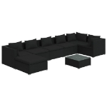 Set Salotto da Giardino 8 pz con Cuscini in Polyrattan Nero