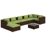 Set Divani da Giardino 8 pz con Cuscini in Polyrattan Marrone