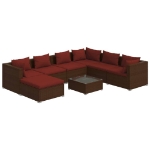 Set Divani da Giardino 8 pz con Cuscini in Polyrattan Marrone