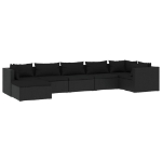 Set Divani da Giardino 7 pz con Cuscini in Polyrattan Nero