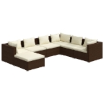 Set Divani da Giardino 7 pz con Cuscini in Polyrattan Marrone