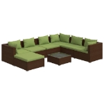 Set Divani da Giardino 8 pz con Cuscini in Polyrattan Marrone