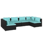 Set Divani da Giardino 6 pz con Cuscini in Polyrattan Nero