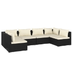 Set Salotto da Giardino 6 pz con Cuscini in Polyrattan Nero