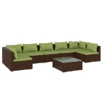 Set Divani da Giardino 8 pz con Cuscini in Polyrattan Marrone