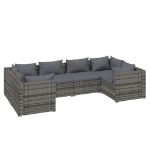 Set Divani da Giardino 6 pz con Cuscini in Polyrattan Grigio