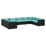 Set Divani da Giardino 9 pz con Cuscini in Polyrattan Nero