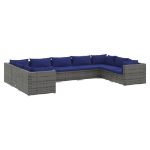 Set Divani da Giardino 9 pz con Cuscini in Polyrattan Grigio