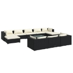 Set Divani da Giardino 11 pz con Cuscini in Polyrattan Nero