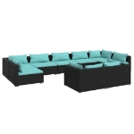 Set Divani da Giardino 9 pz con Cuscini in Polyrattan Nero