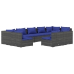 Set Divani da Giardino 9 pz con Cuscini in Polyrattan Grigio