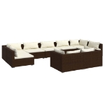 Set Divani da Giardino 9 pz con Cuscini in Polyrattan Marrone