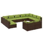 Set Divani da Giardino 11 pz con Cuscini in Polyrattan Marrone