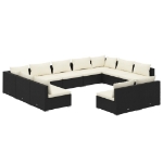 Set Divani da Giardino 11 pz con Cuscini in Polyrattan Nero