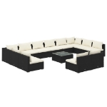 Set Divani da Giardino 13 pz con Cuscini in Polyrattan Nero