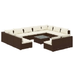 Set Divani da Giardino 12 pz con Cuscini in Polyrattan Marrone