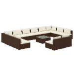 Set Divani da Giardino 13 pz con Cuscini in Polyrattan Marrone