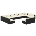 Set Divani da Giardino 12 pz con Cuscini in Polyrattan Nero