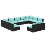 Set Divani da Giardino 11 pz con Cuscini in Polyrattan Nero