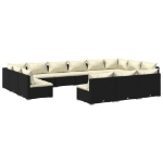 Set Divani da Giardino 13 pz con Cuscini in Polyrattan Nero