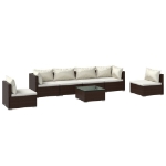 Set Divani da Giardino 7 pz con Cuscini in Polyrattan Marrone