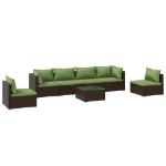 Set Divani da Giardino 7 pz con Cuscini in Polyrattan Marrone