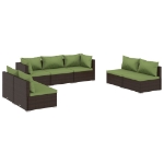 Set Divani da Giardino 7 pz con Cuscini in Polyrattan Marrone