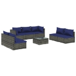 Set Divani da Giardino 8 pz con Cuscini in Polyrattan Grigio