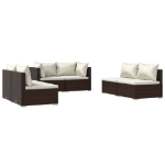 Set Divani da Giardino 6 pz con Cuscini in Polyrattan Marrone