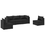 Set Divani da Giardino 5 pz con Cuscini in Polyrattan Nero