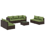 Set Divani da Giardino 8 pz con Cuscini in Polyrattan Marrone