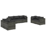 Set Divani da Giardino 7 pz con Cuscini in Polyrattan Grigio