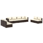 Set Divani da Giardino con Cuscini 8 pz in Polyrattan Marrone