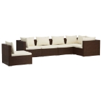 Set Divani da Giardino con Cuscini 6 pz in Polyrattan Marrone