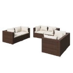 Set Divani da Giardino 6 pz con Cuscini in Polyrattan Marrone