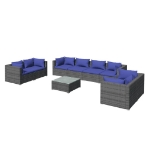 Set Divani da Giardino 9 pz con Cuscini in Polyrattan Grigio